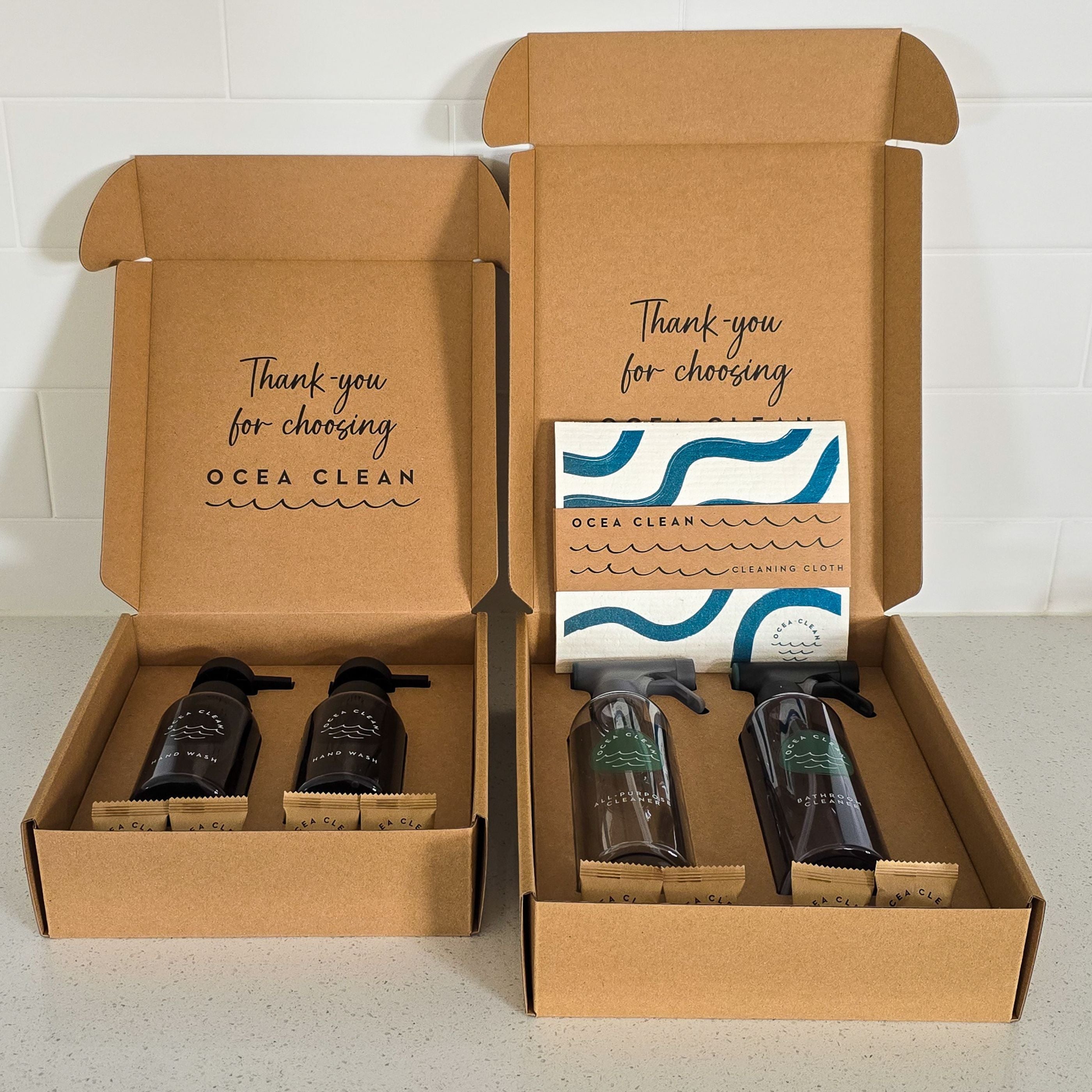 STARTER KITS & BUNDLES of refillable cleaning products in eco-friendly packaging from Ocea Clean.