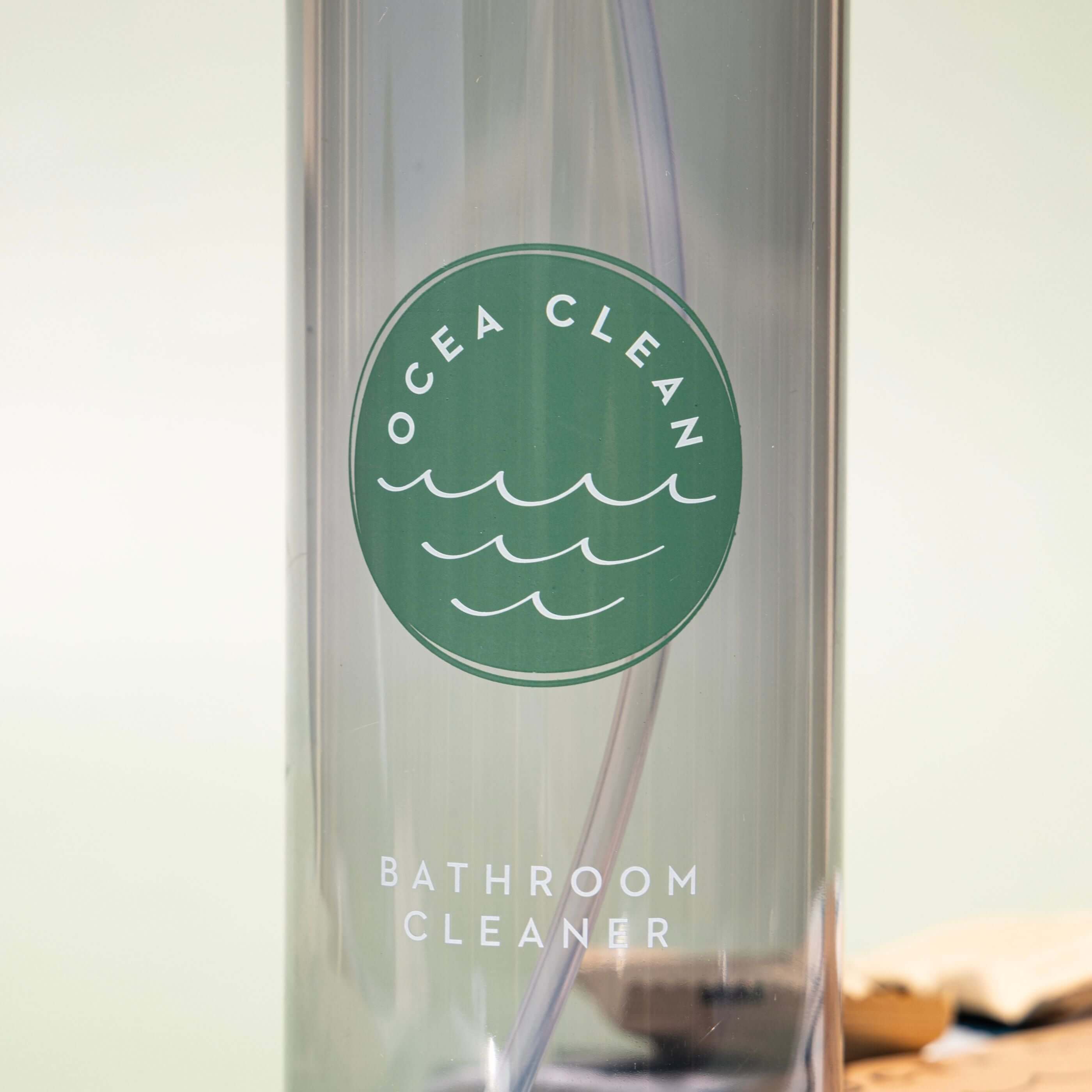 Ocea Clean Bathroom Cleaner Kit bottle showcasing eco-friendly cleaning products with a calming design.