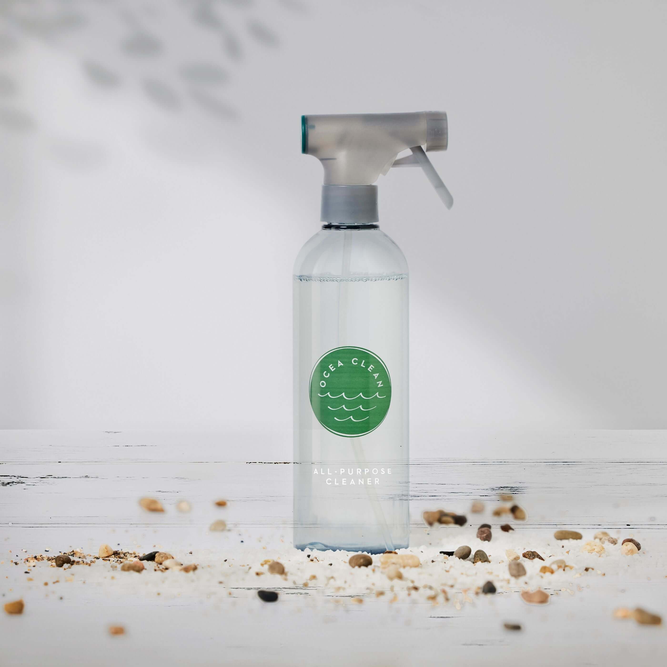 Ocea Clean All-Purpose Cleaner Kit in a refillable spray bottle against a minimal background, featuring eco friendly cleaning products.