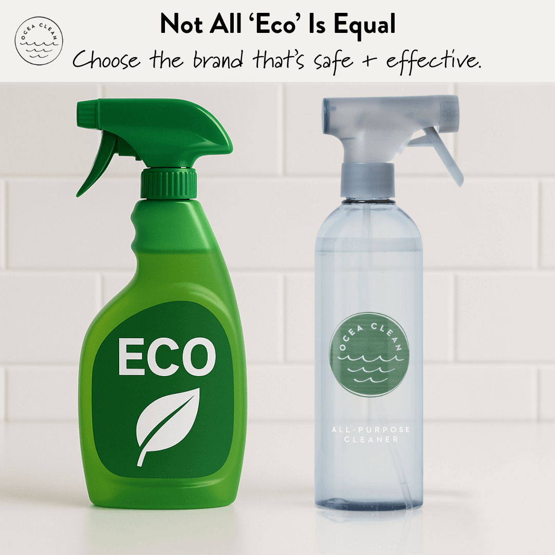 Not all 'Eco' is equal - choose eco-friendly cleaning products that are safe and effective, including refillable cleaning products.
