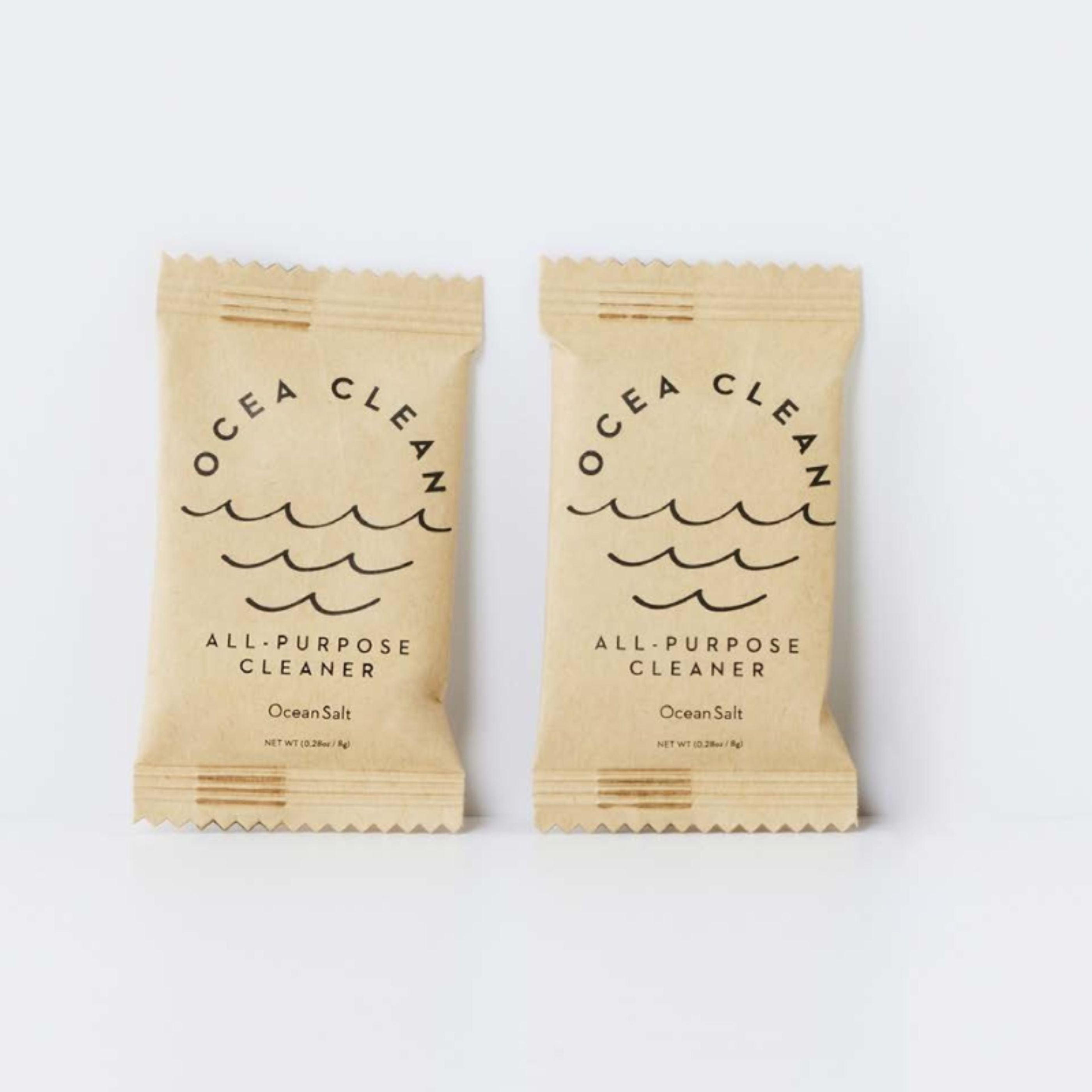 Two tablets of Ocea Clean all-purpose cleaner on a white background
