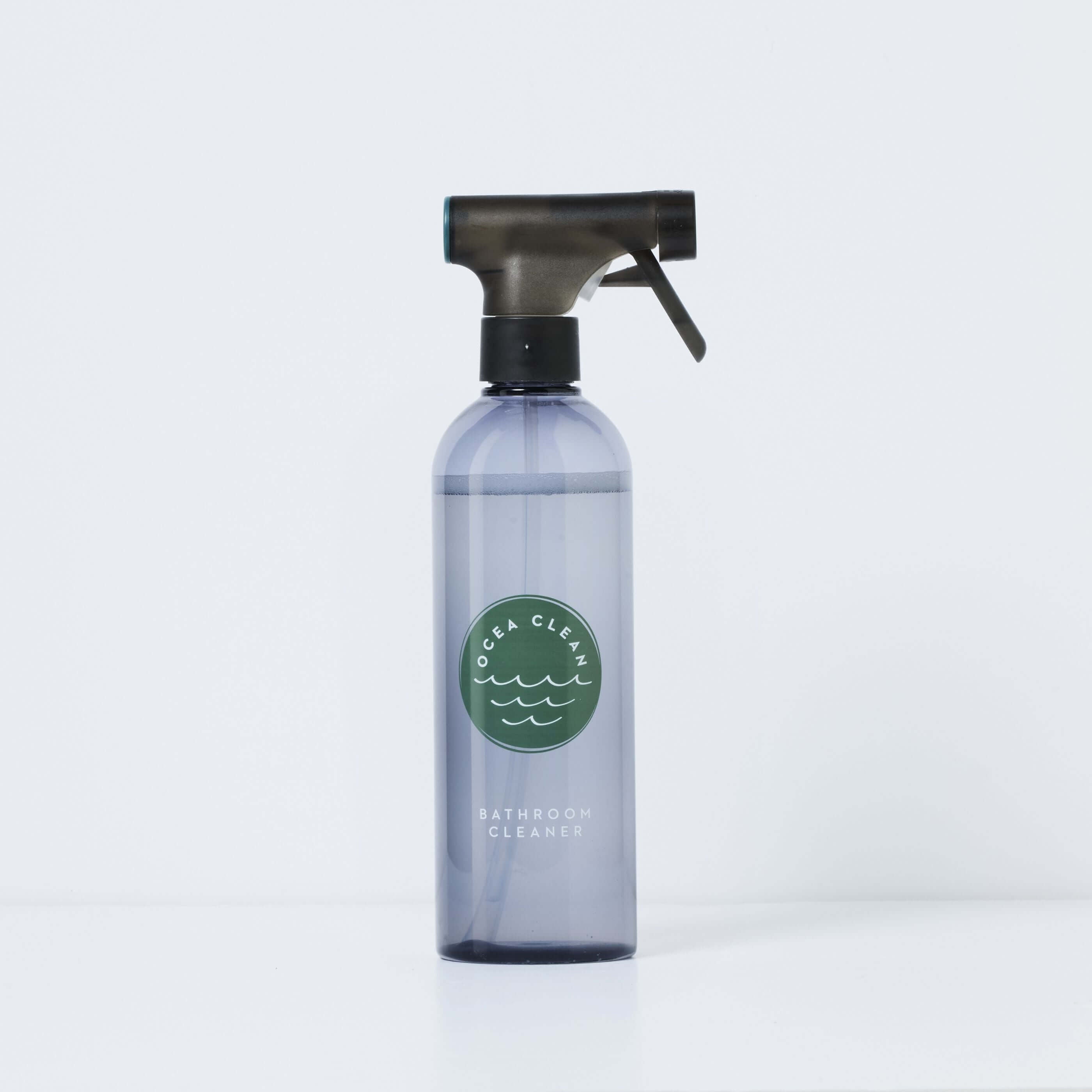 Ocea Clean Bathroom Cleaner Kit in a reusable spray bottle for effective, eco friendly cleaning.